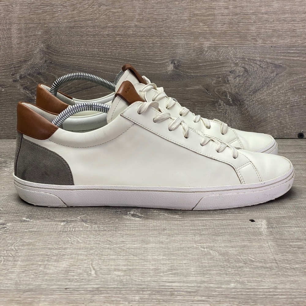 Vince Sneakers Leather Low Top‎ Mens 11.5 White Tan Grey Suede Minimalist Casual